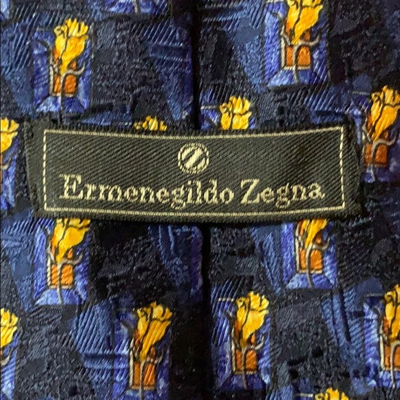 Ermenegildo Zegna Blue & Yellow Tie - Picture 6 of 7
